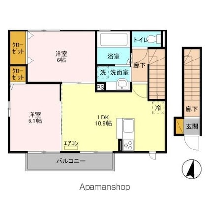 グラン・アズール　Ｂ[2LDK/57.86m2]の間取図