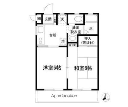 リシェール太子堂[2DK/33.57m2]の間取図