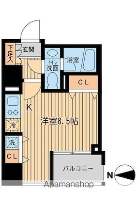 ウィルテラス千歳烏山[1R/25.2m2]の間取図