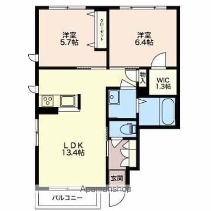 長野県長野市大字富竹[2LDK/56.92m2]の間取図