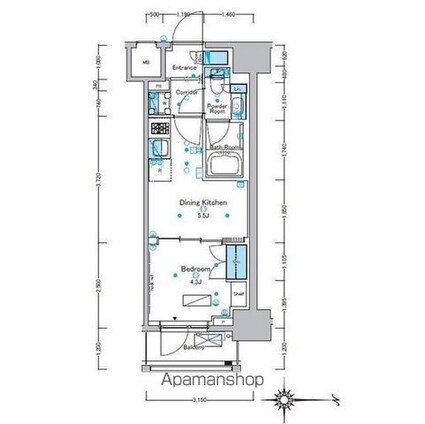 ルフォンプログレ浅草入谷[1DK/25.64m2]の間取図