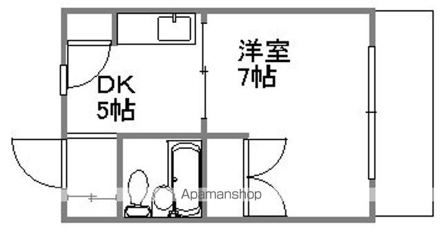 広島県広島市西区小河内町２丁目[1DK/24.75m2]の間取図