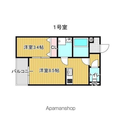 Ｋａｔｚｅ志賀本通[1LDK/30.16m2]の間取図