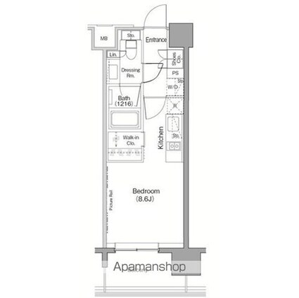 ザ・パークハビオ目黒[1R/25.05m2]の間取図