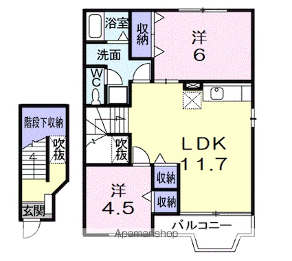 エスポワール[2LDK/58.12m2]の間取図