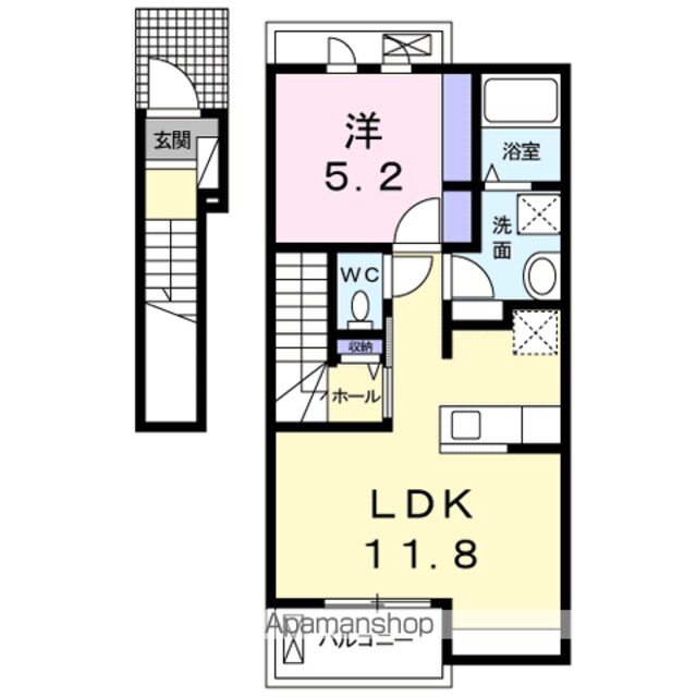 パラダイスＡ[1LDK/41.36m2]の間取図