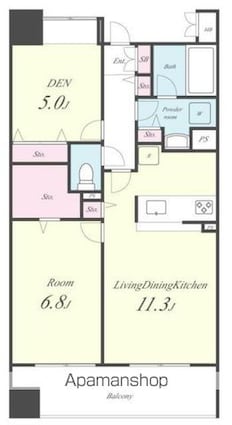 フェリシア[1SLDK/56.58m2]の間取図