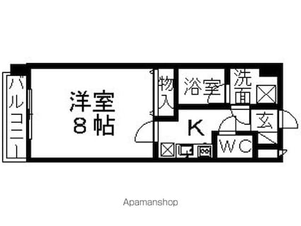 宮城県仙台市青葉区山手町[1K/26.25m2]の間取図