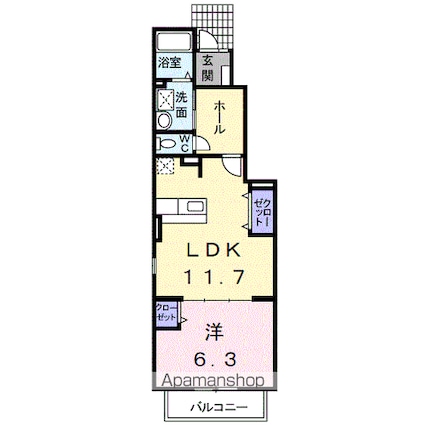ガーデニアＫ・Ⅲ[1LDK/45.41m2]の間取図