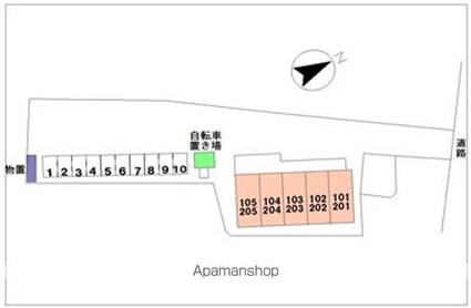 シャロル若里[1K/31.7m2]の配置図