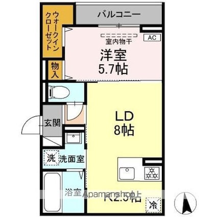 ＣＬＡＳＳＥＵＭ仙台小田原　Ｄ棟[1LDK/40.32m2]の間取図