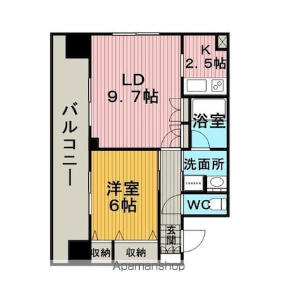 パークキューブ浅草田原町[1LDK/44.88m2]の間取図