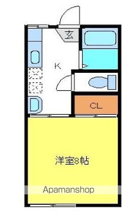 岩手県盛岡市前九年１丁目[1K/26.49m2]の間取図
