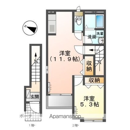 ディアコート　Ｌ[1LDK/45.61m2]の間取図