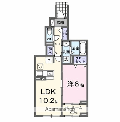 仮）六高台５丁目アパートⅡ[1LDK/44.98m2]の間取図