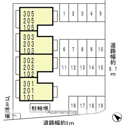 セジュールＬ３（エルスリー）[2DK/50.42m2]の配置図