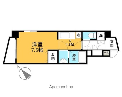 コート八千代台[1K/25.38m2]の間取図