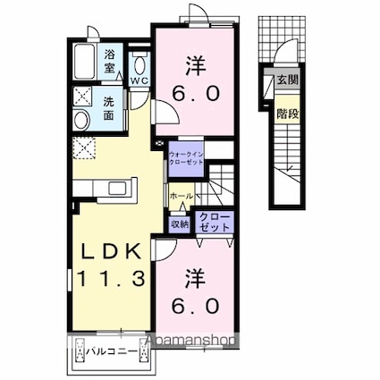 フィオーレＮＳ　ⅣーＤ[2LDK/58.21m2]の間取図