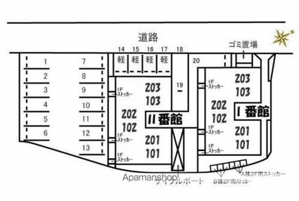 ベルヴュー長束　Ⅱ番館[2DK/45.25m2]の配置図