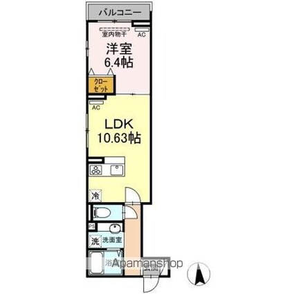 アンジュール舟渡[1LDK/40.76m2]の間取図