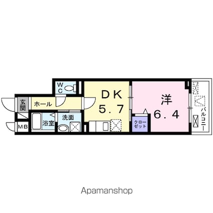 ブレイ　ダ　ブリク[1DK/32.5m2]の間取図