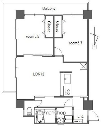 高島平サンパワー[2LDK/59.35m2]の間取図