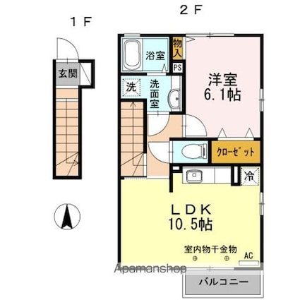 ニュータウンＩＩＩ[1LDK/45.69m2]の間取図