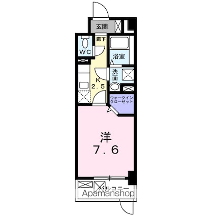 ピーノ　グランデ[1K/28.6m2]の間取図