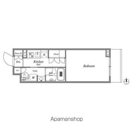 東京都新宿区中落合３丁目[1K/25.51m2]の間取図