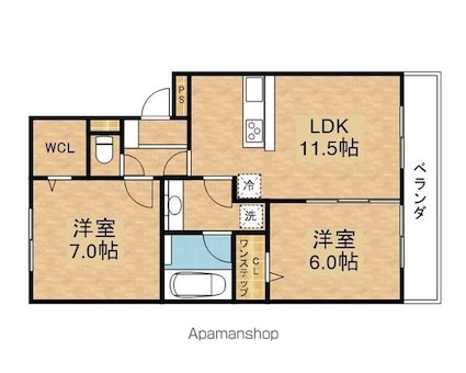 ＴＩＥＣＨＥＬ[2LDK/58.2m2]の間取図