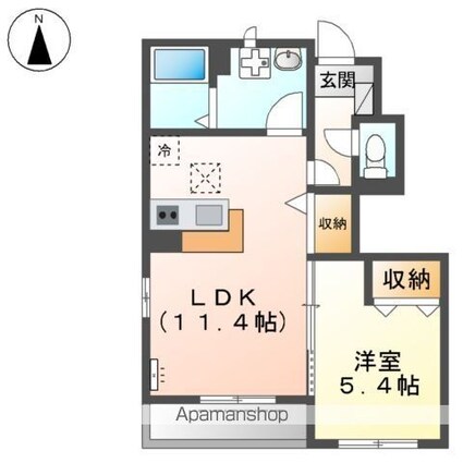 サンスマイル法華[1LDK/41.7m2]の間取図