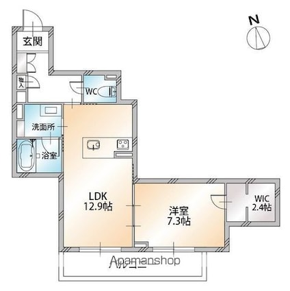 ベレオニシムラ[1LDK/52.89m2]の間取図