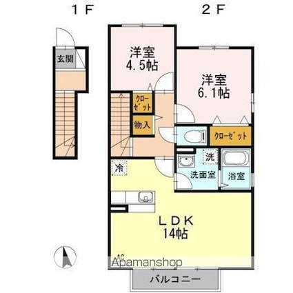 アルフレッサⅡ[2LDK/59.49m2]の間取図
