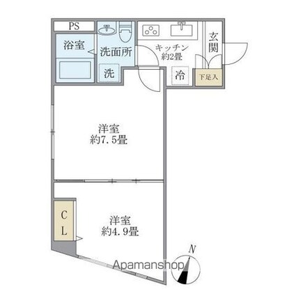 レピュア板橋レジデンスＩＩ[2K/32.69m2]の間取図