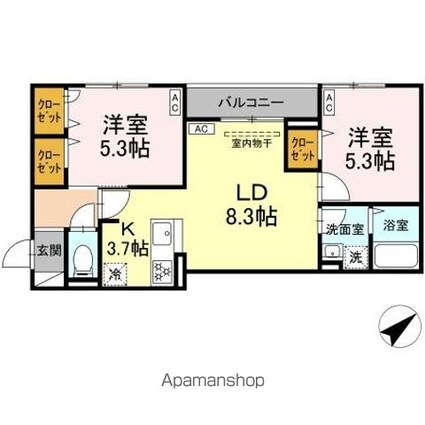 セレスティア江戸川ＩＩＩ[2LDK/51.5m2]の間取図