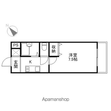 ベルロード西村[1K/23.78m2]の間取図