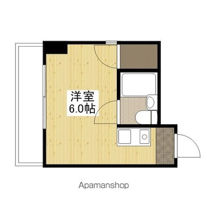 広島県広島市中区東白島町[1R/15.05m2]の間取図