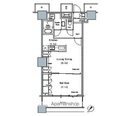 ＴＨＥ　ＴＯＫＹＯ　ＴＯＷＥＲＳ　ＭＩＤＴＯＷＥＲ[1LDK/52.45m2]の間取図