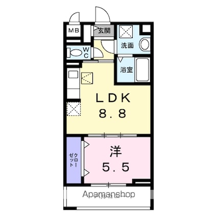 フォーリーフ　クローバー[1LDK/35.76m2]の間取図
