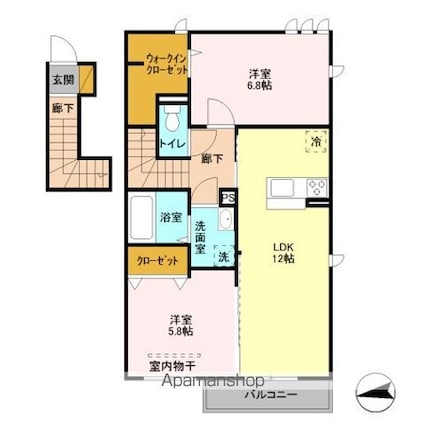 Ｂｅａｎｓ[2LDK/65.93m2]の間取図