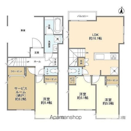 東京都板橋区赤塚４丁目[3SLDK/85.08m2]の間取図