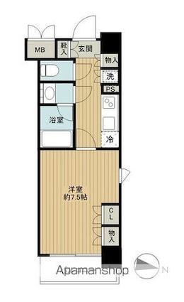 クオリア小石川[1K/27.79m2]の間取図