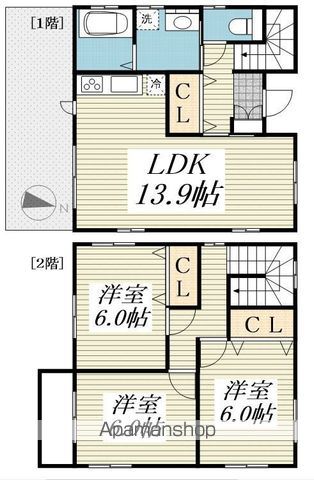 【日野市旭が丘の戸建ての間取り】