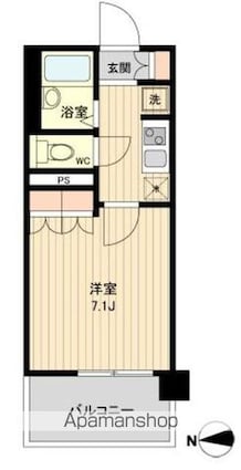 ラクアスレジデンス東新宿[1K/23.6m2]の間取図