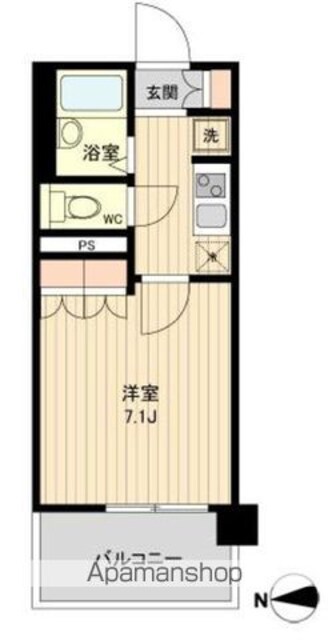 ラクアスレジデンス東新宿[1K/23.6m2]の間取図