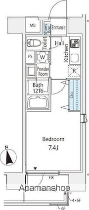 エンテヴィレ南麻布[1K/26.97m2]の間取図