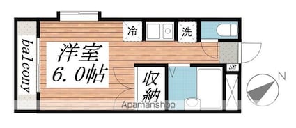 アンクレージュ稲毛[1R/18.11m2]の間取図