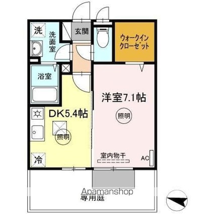 リースランド上林[1DK/33.35m2]の間取図