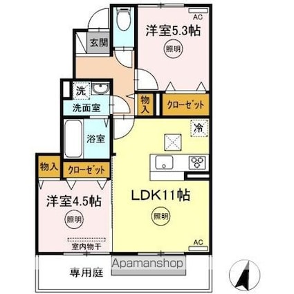 セジュール澄Ｉ　Ｂ棟[2LDK/50.9m2]の間取図