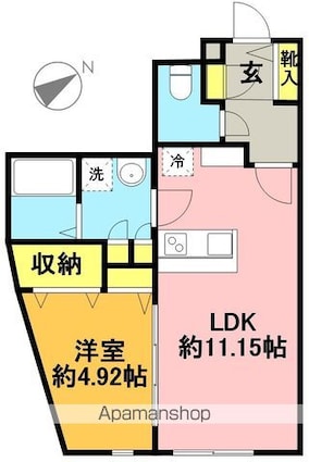 東京都世田谷区北沢１丁目[1LDK/40.5m2]の間取図